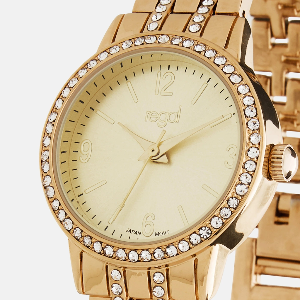 Regal klockset dam - metallband, guldton, 26mm