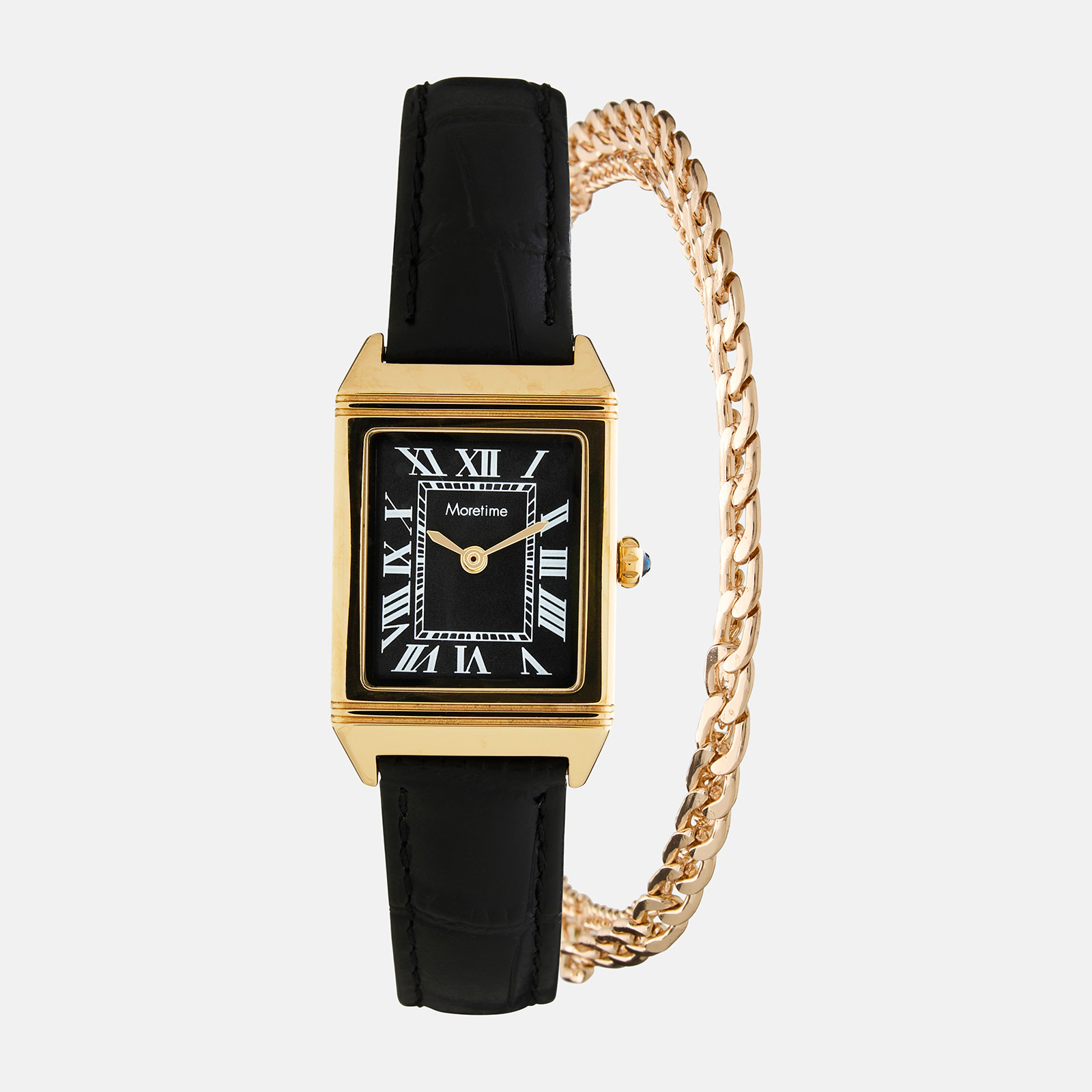 Moretime damklocka - set med armband, guld/svart