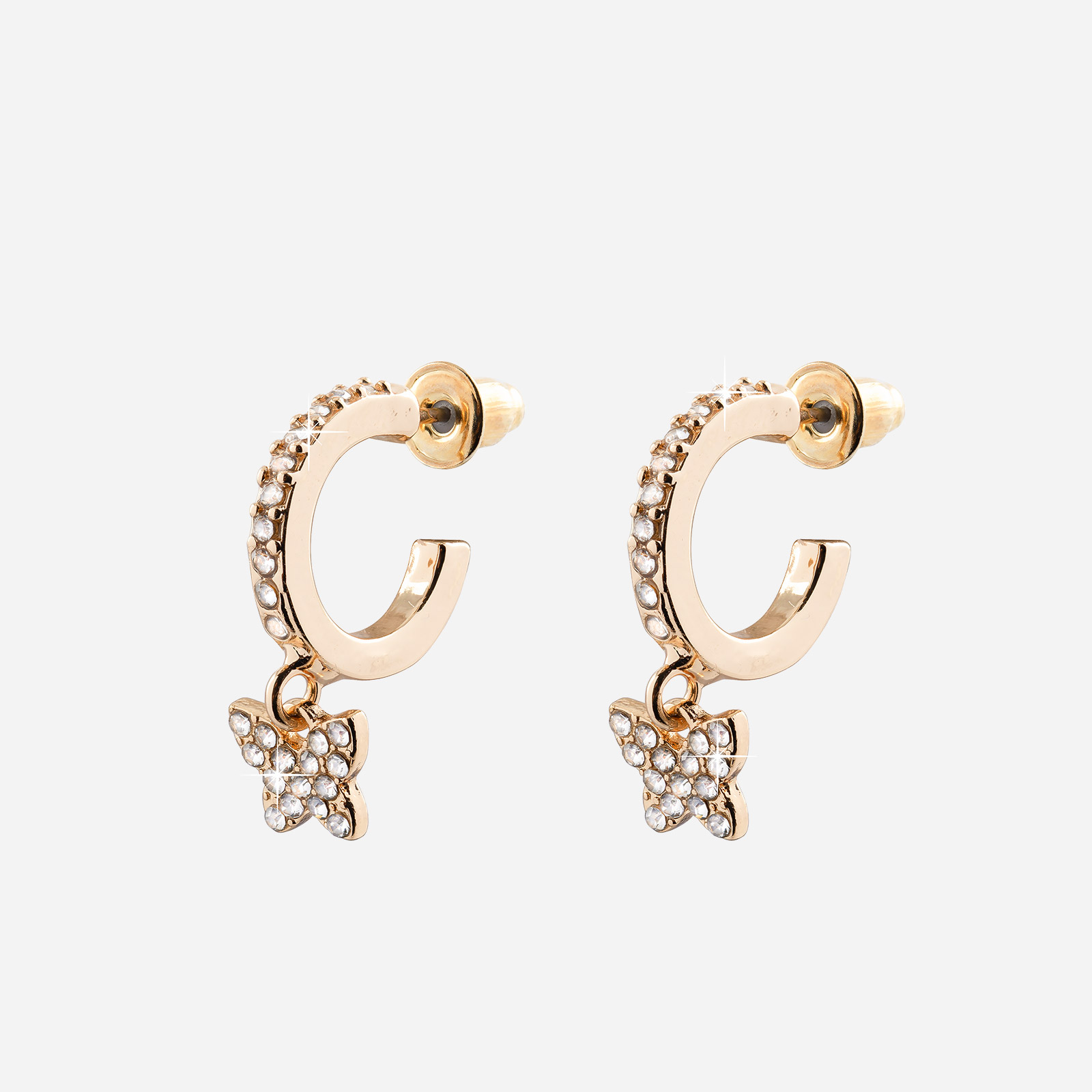 Guldfärgade örhängen, fjärilar - hoops 8 mm