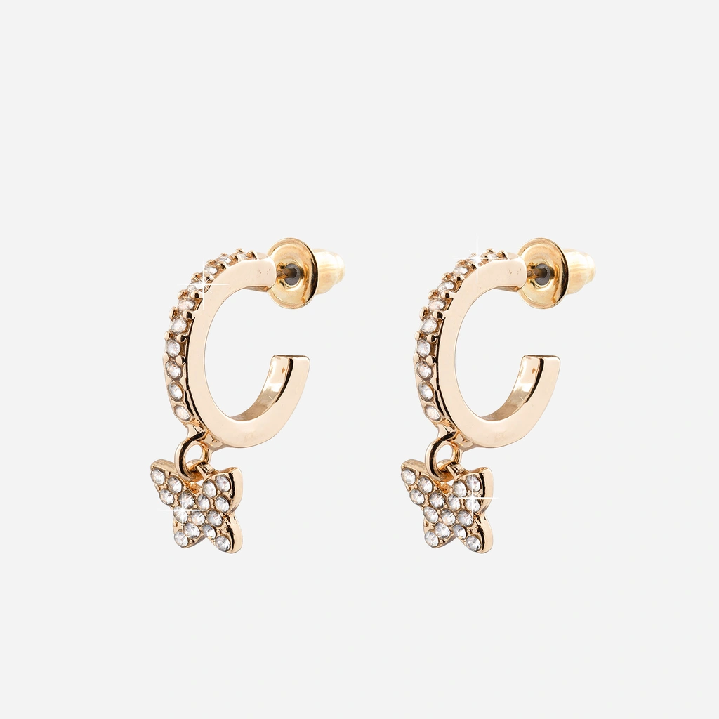 Guldfärgade örhängen, fjärilar - hoops 8 mm