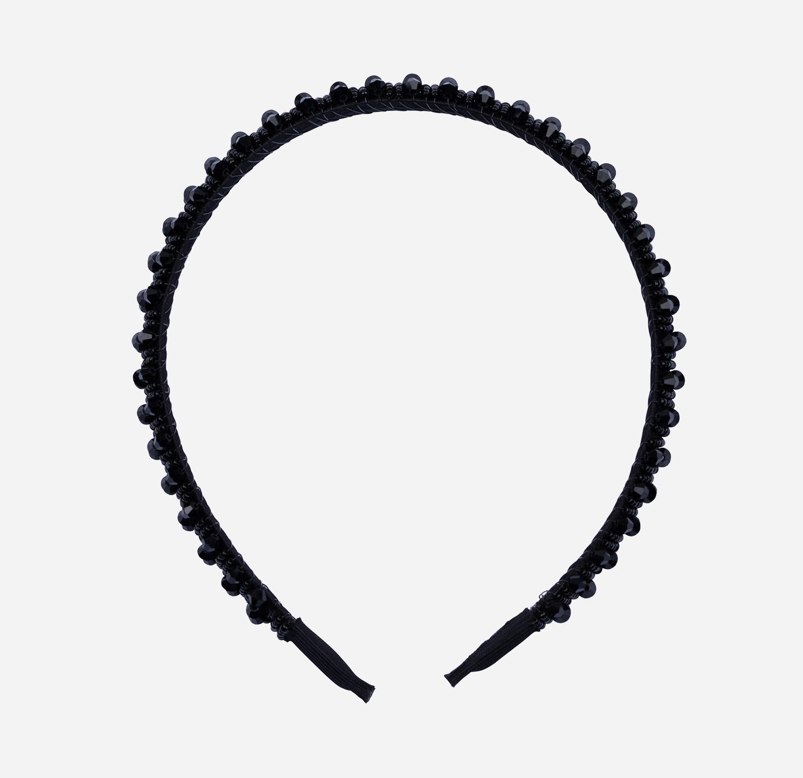 Svart diadem, facetterade pärlor - 13 mm