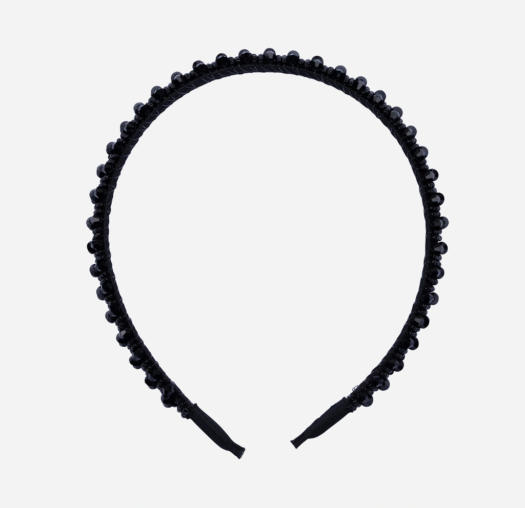 Svart diadem, facetterade pärlor - 13 mm