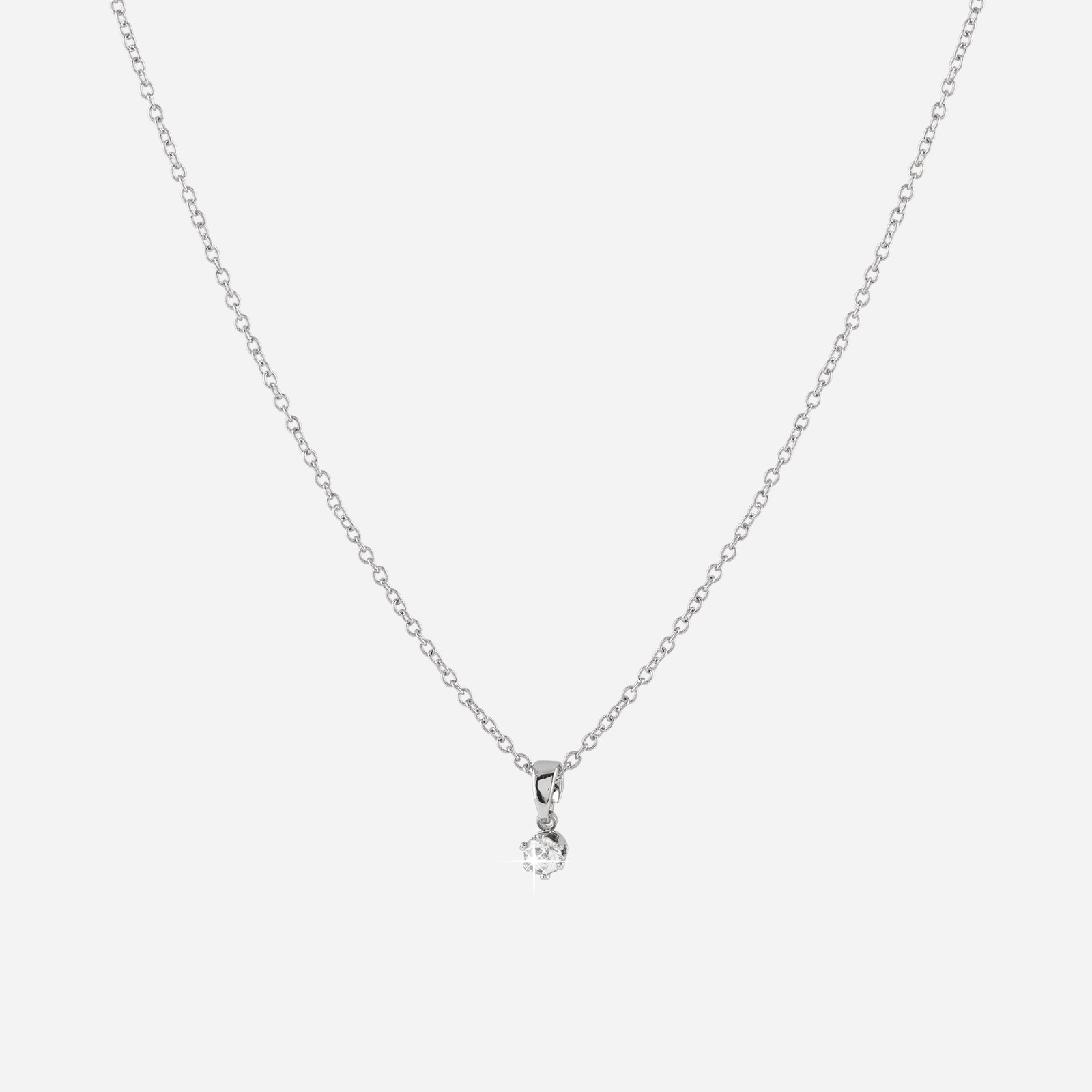 Silverfärgat halsband med hänge - 42+8 cm