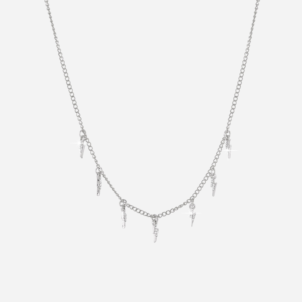 Silverfärgat halsband, blixtar - 47 cm