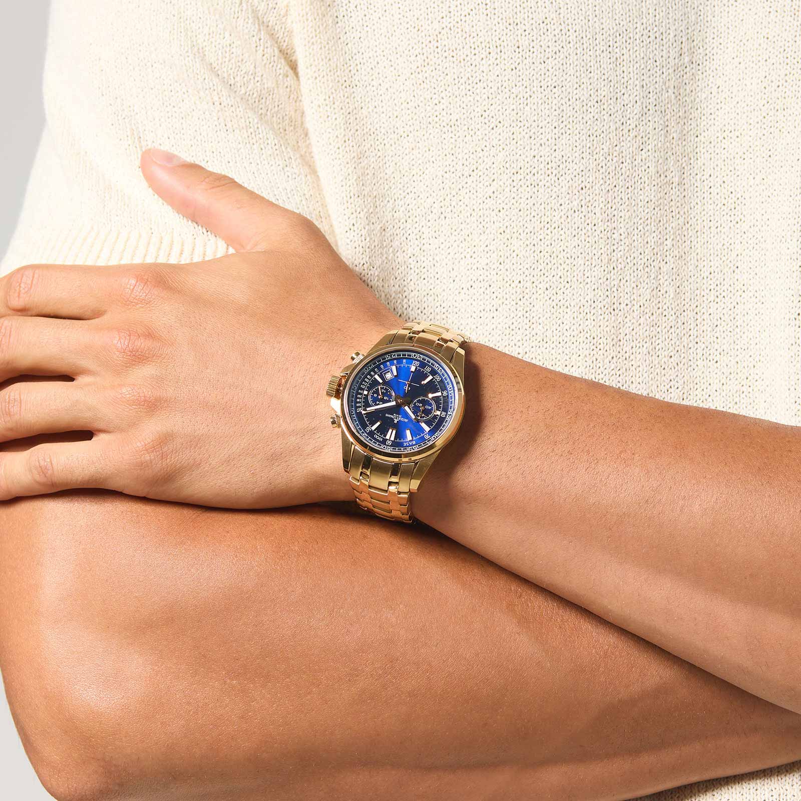 Jacques Lemans Liverpool - herrklocka guld/blå, 44mm