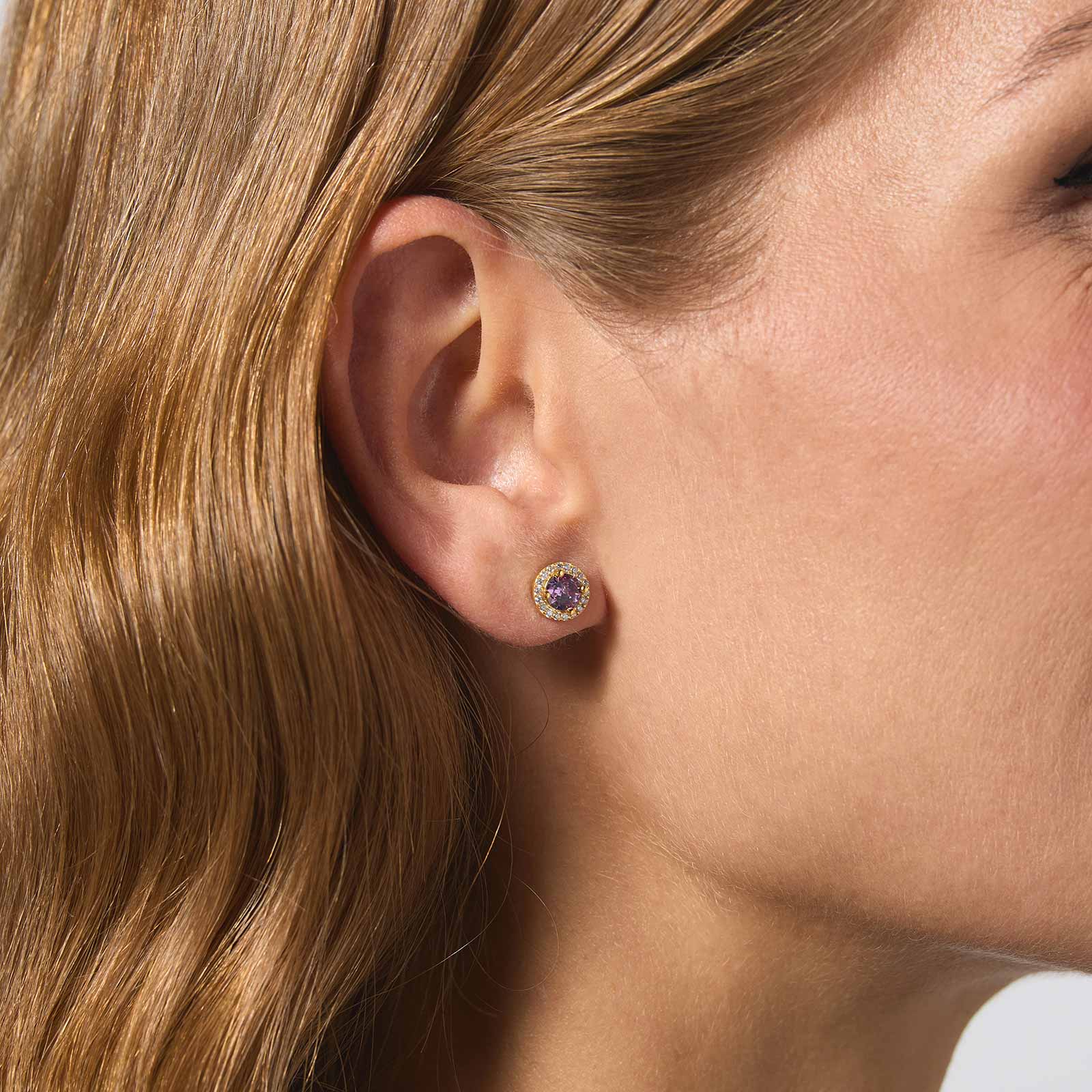 Guldpläterade silverörhängen - månadsten Februari