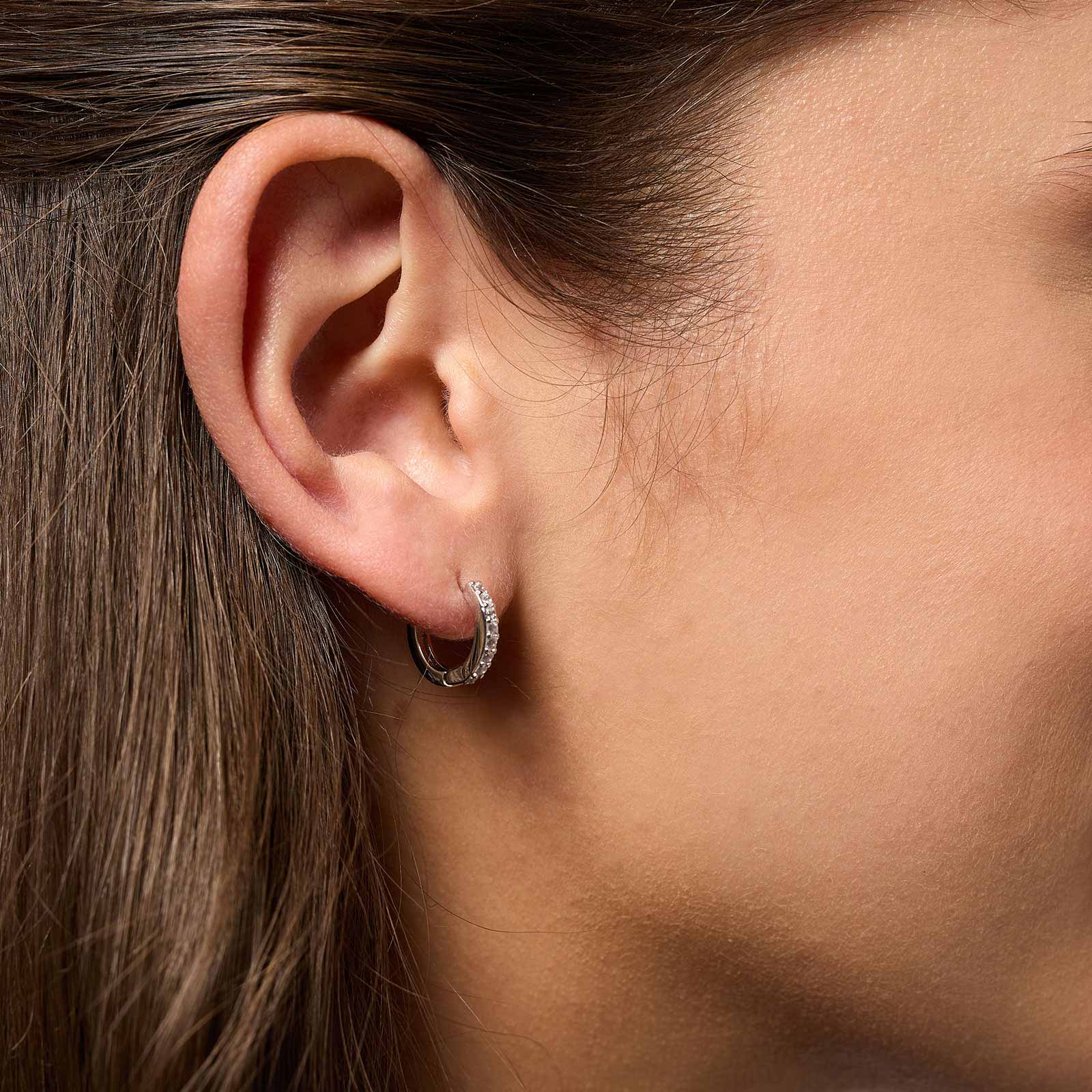 Örhängen äkta silver - glittriga hoops 12 mm