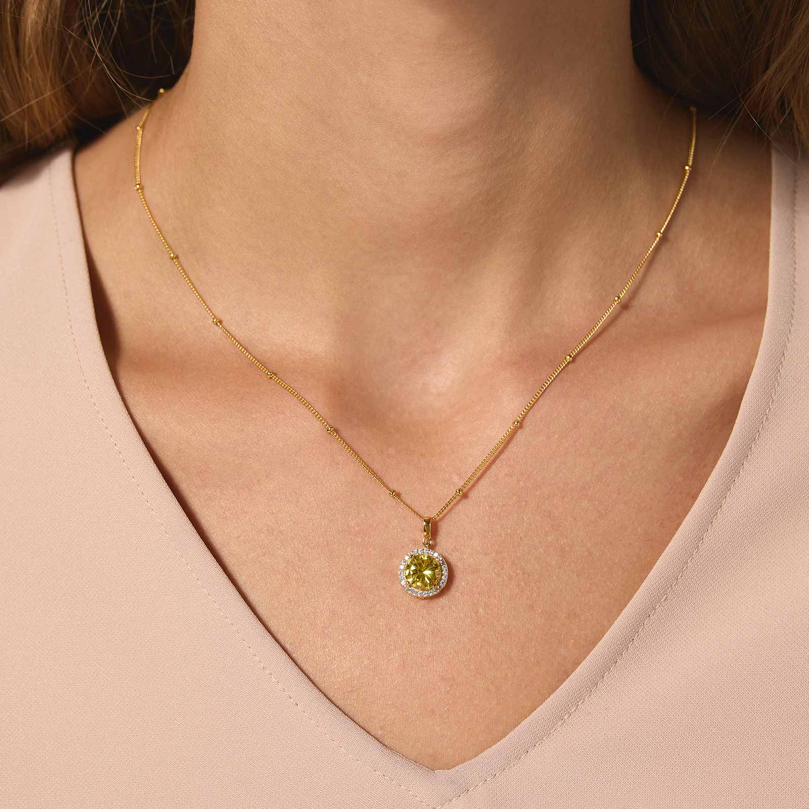 Guldpläterat halsband i äkta silver - månadsten November, 42+3cm