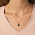 Guldpläterat halsband i äkta silver - månadsten Maj, 42+3cm