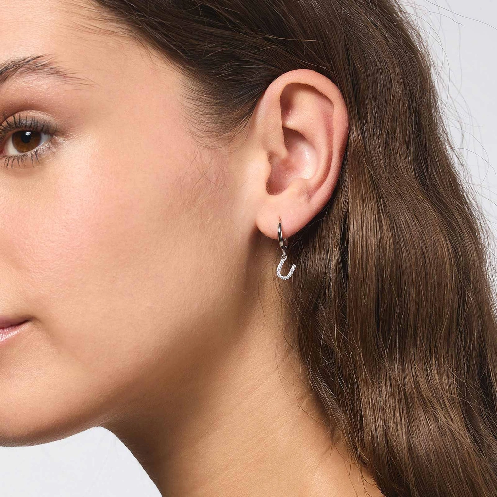 Örhängen äkta silver - hoops, bokstav U