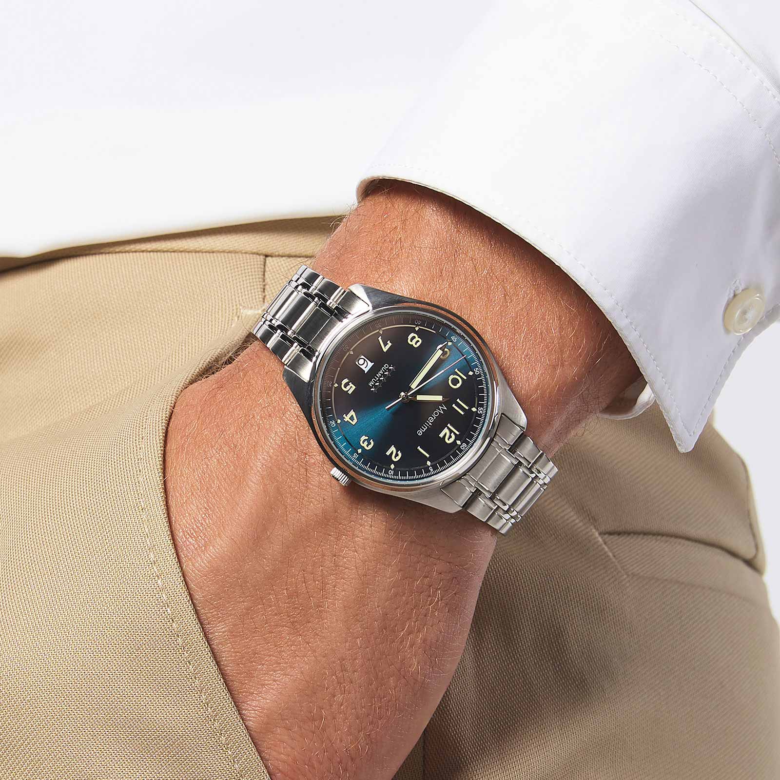 Moretime herrklocka - set med extra armband, silver/blå