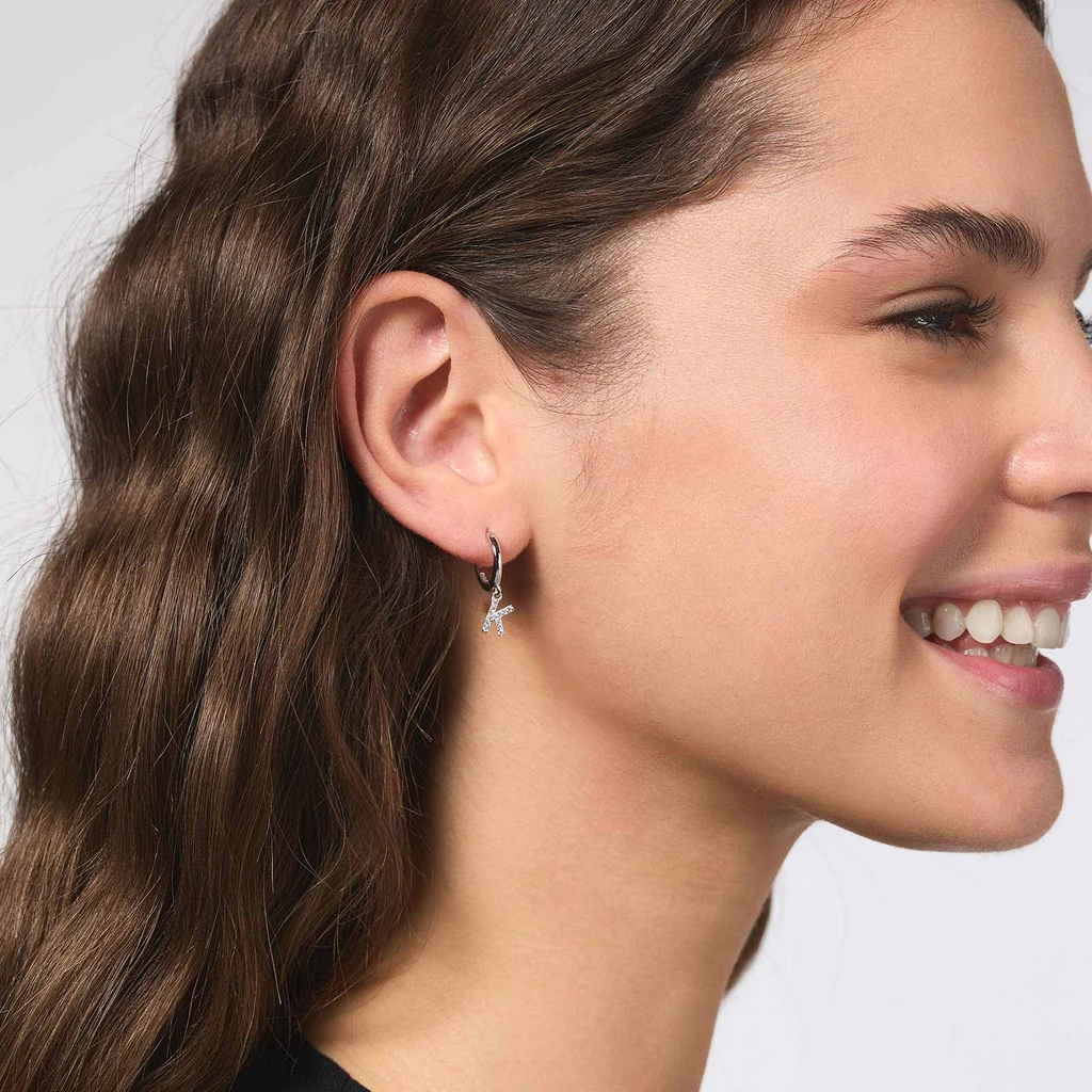 Örhängen äkta silver - hoops, bokstav K