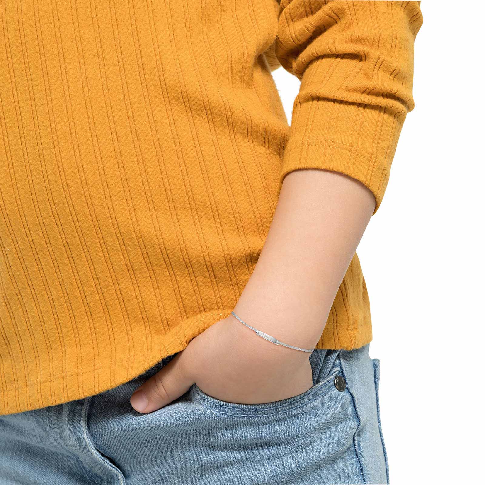 Silverarmband - bricka med text, 18 cm