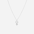 Silverfärgat halsband - kvinnotecken, stenar