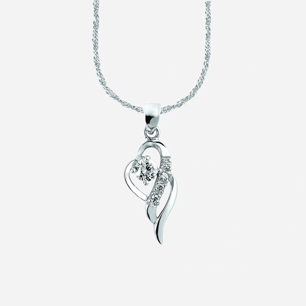 Silverhalsband, snirkligt öppet hjärta - 42 cm