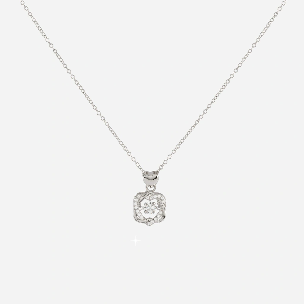 Silverhalsband slingrande hjärtan 42+3 cm