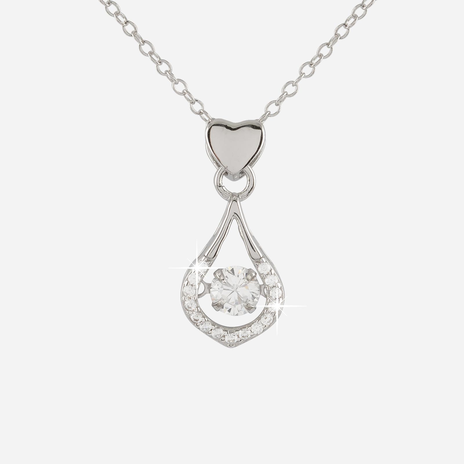 Silverhalsband droppe & hjärta 42+3 cm