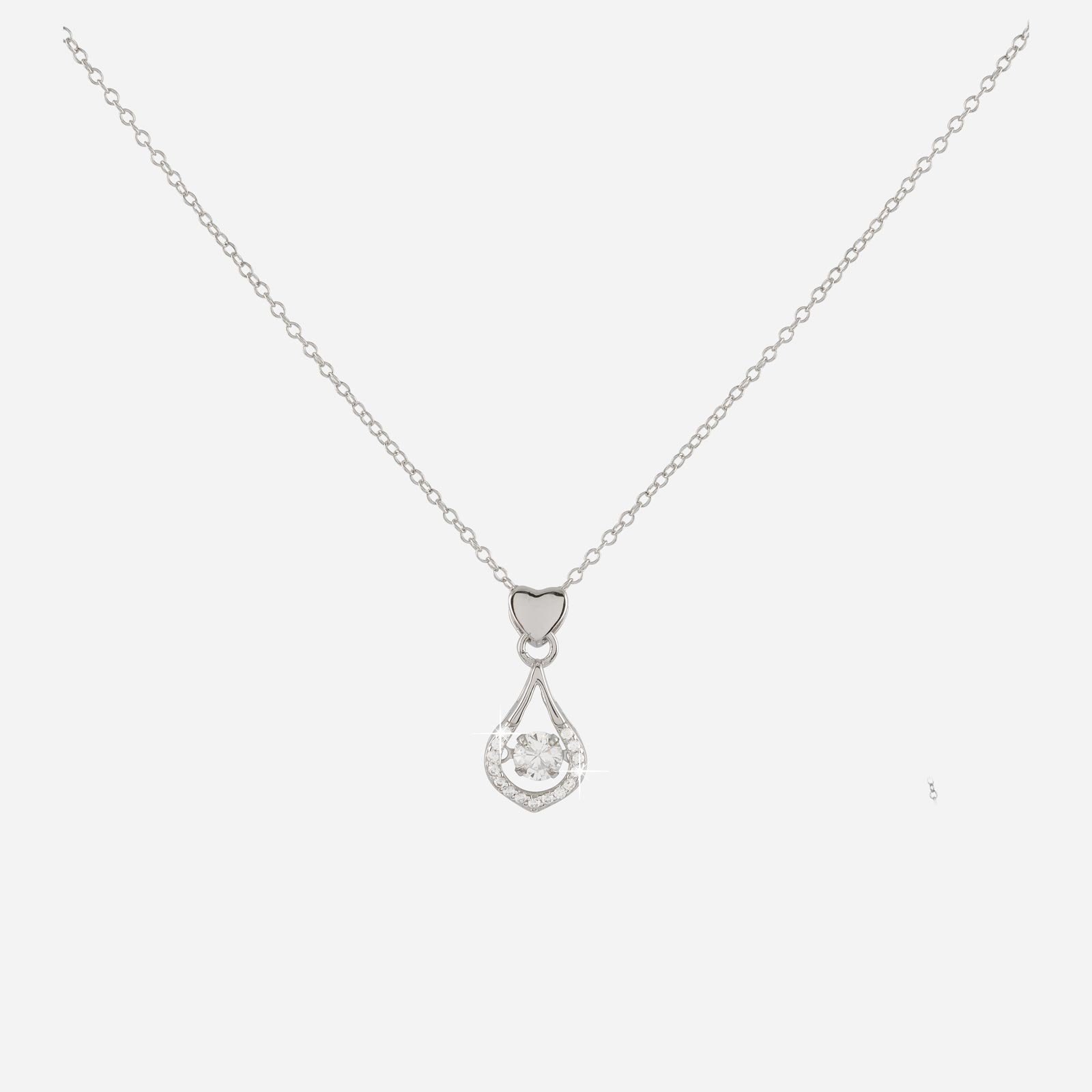 Silverhalsband droppe & hjärta 42+3 cm