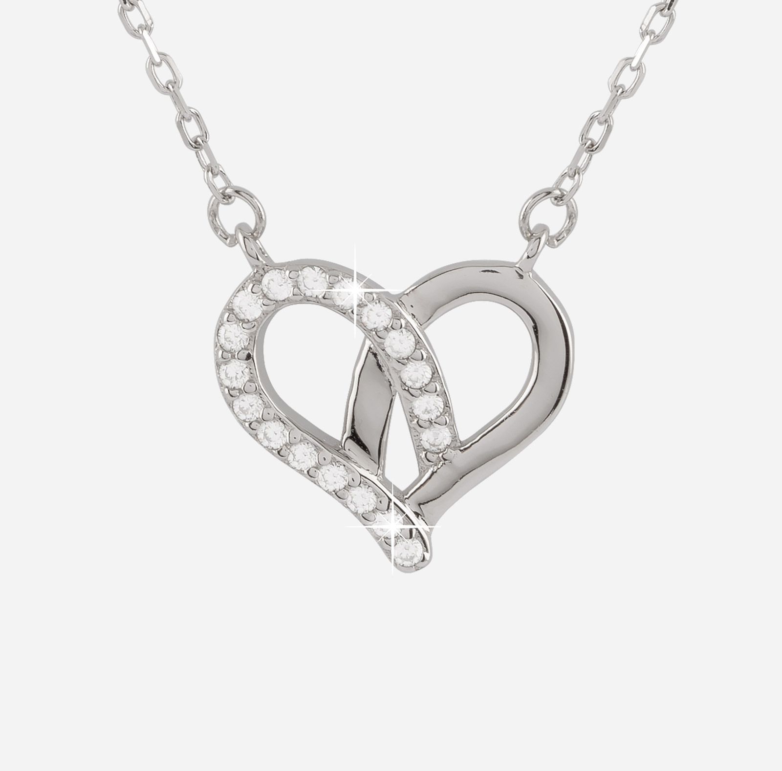 Silverhalsband med hjärtberlock 40+5 cm