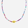 Halsband, multifärgade pärlor & smiley - 42 cm