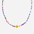Halsband, multifärgade pärlor & smiley - 42 cm