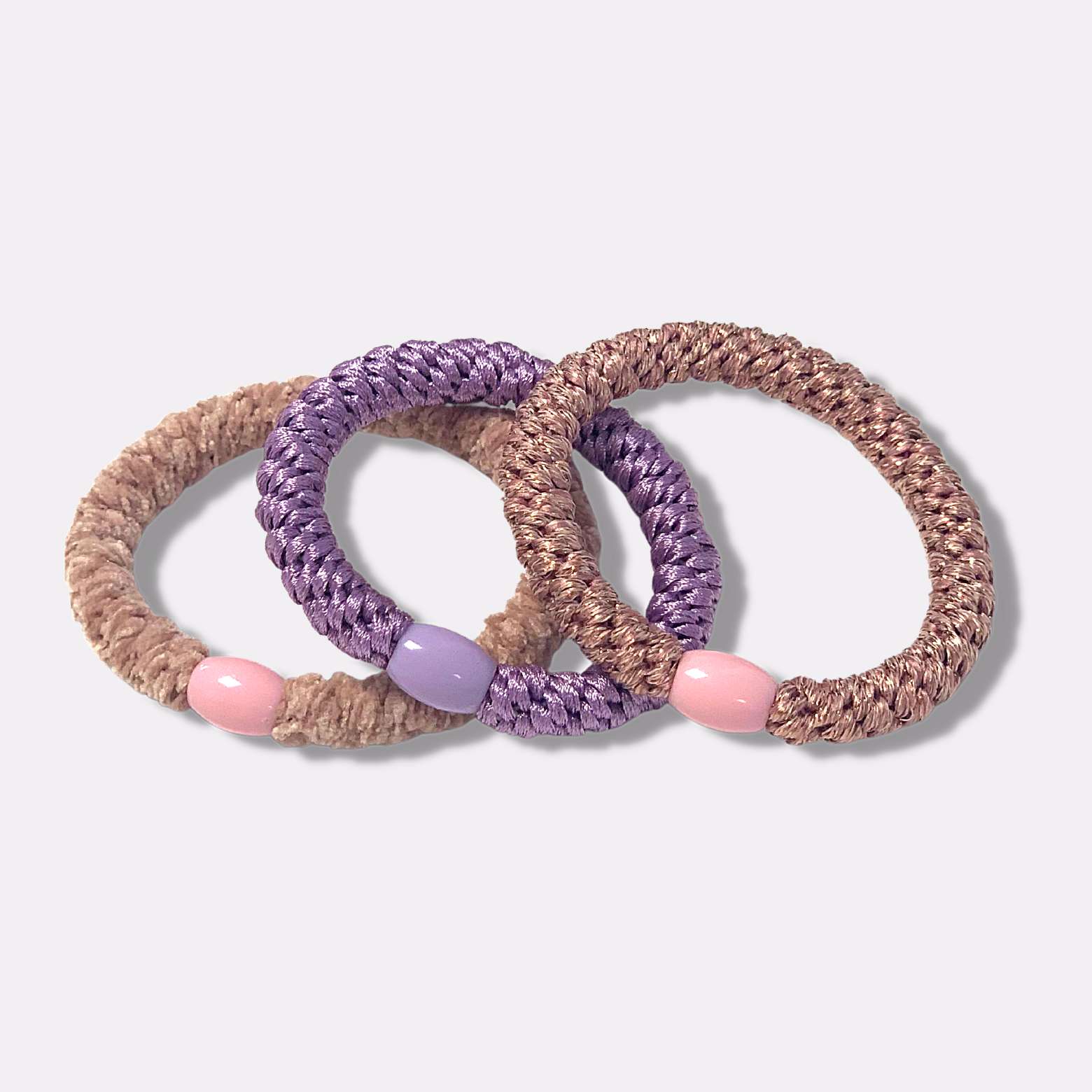 3-pack Flätade Hårsnoddar - Rosa