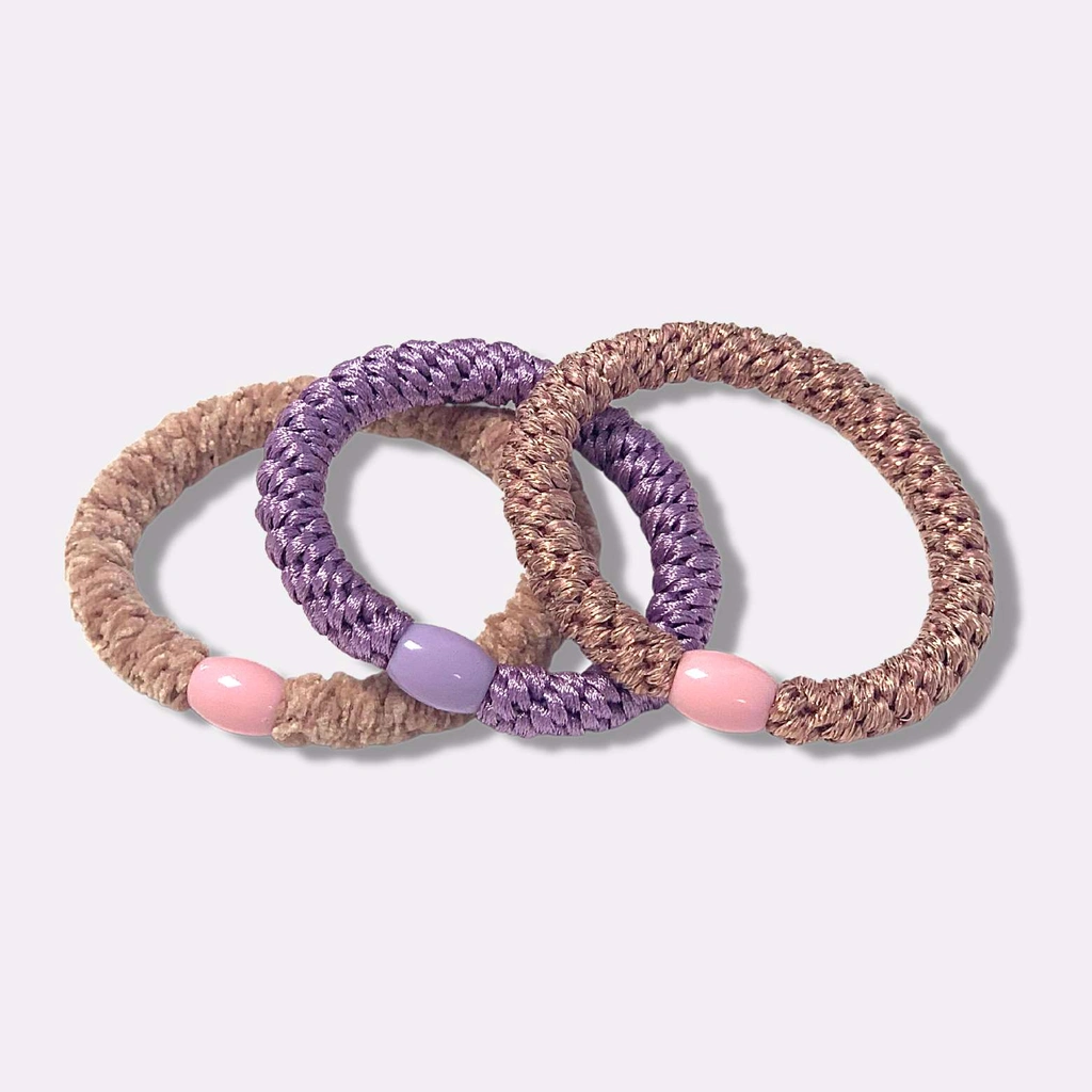 3-pack Flätade Hårsnoddar - Rosa