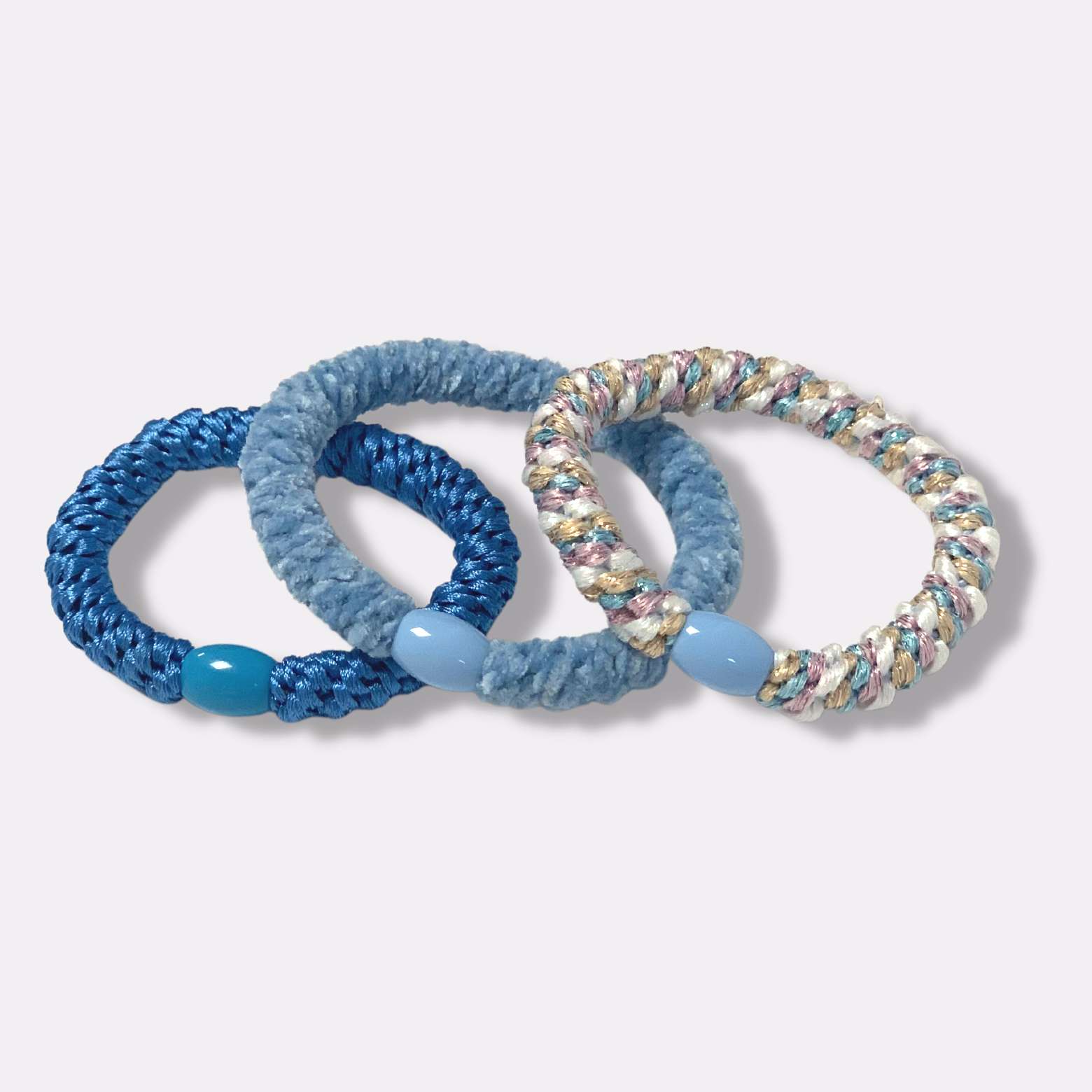 3-pack Flätade Hårsnoddar - Blå