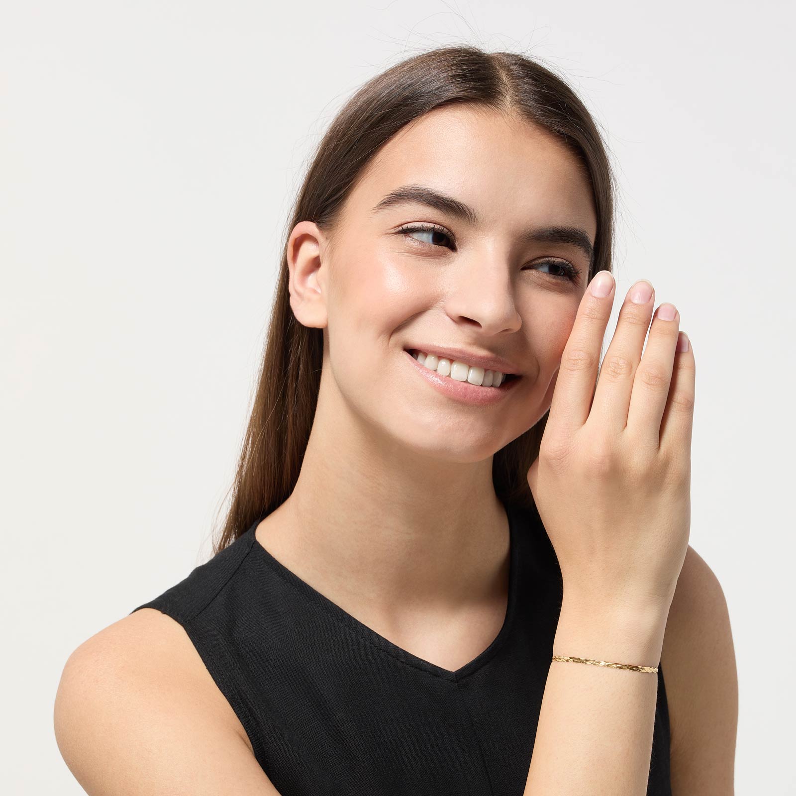 Armband dam 9k guld - Herringbone