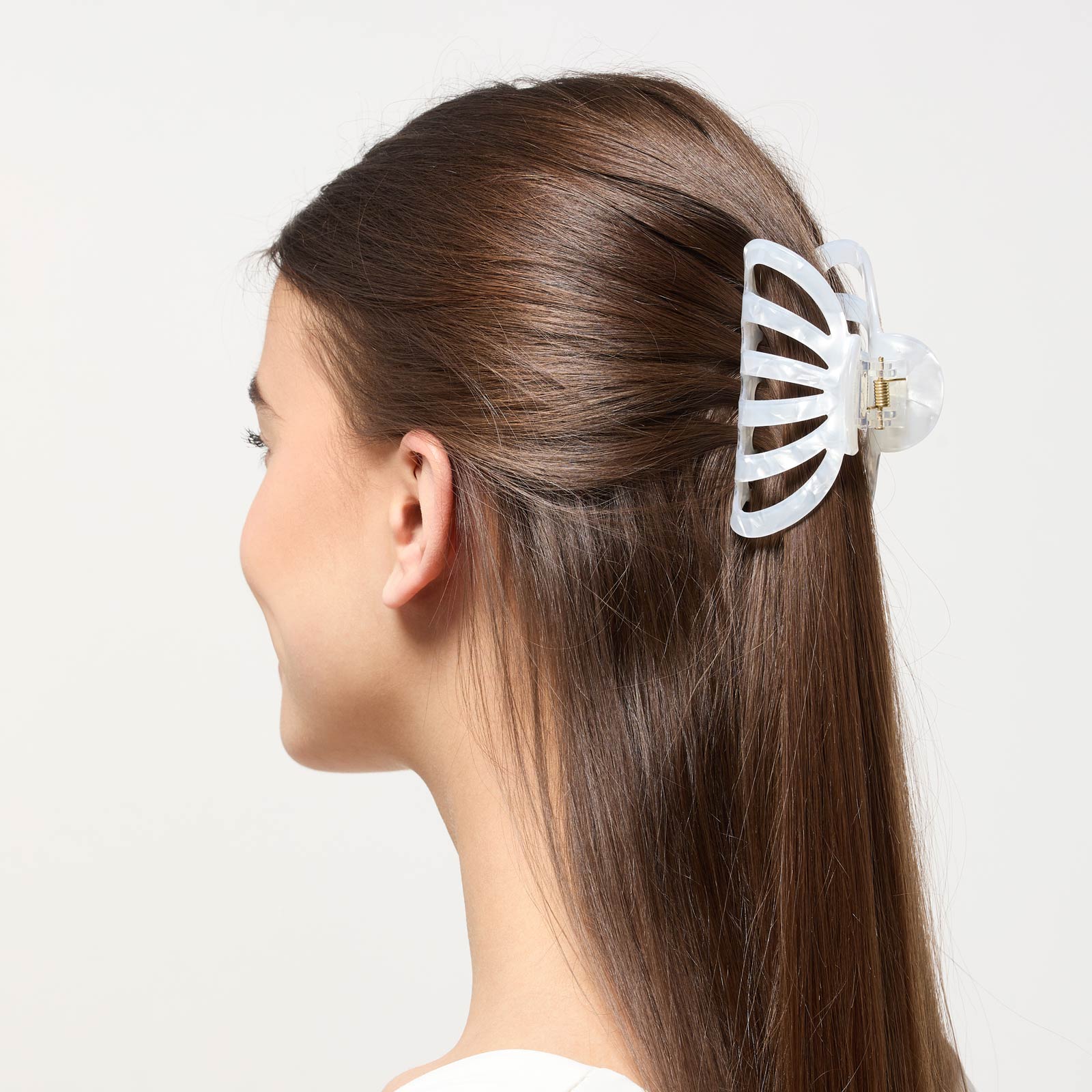 Hårklämma - vit skimrande