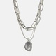 Silverfärgat halsband - 2 rader, kedja & berlock
