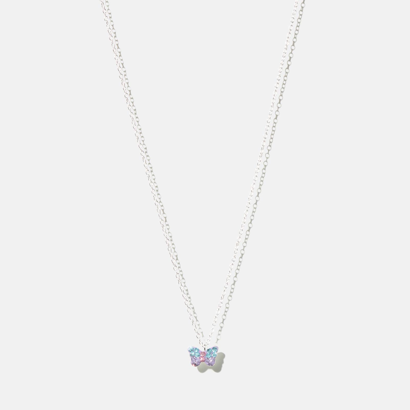 Silverhalsband för barn - fjäril, 36+3cm