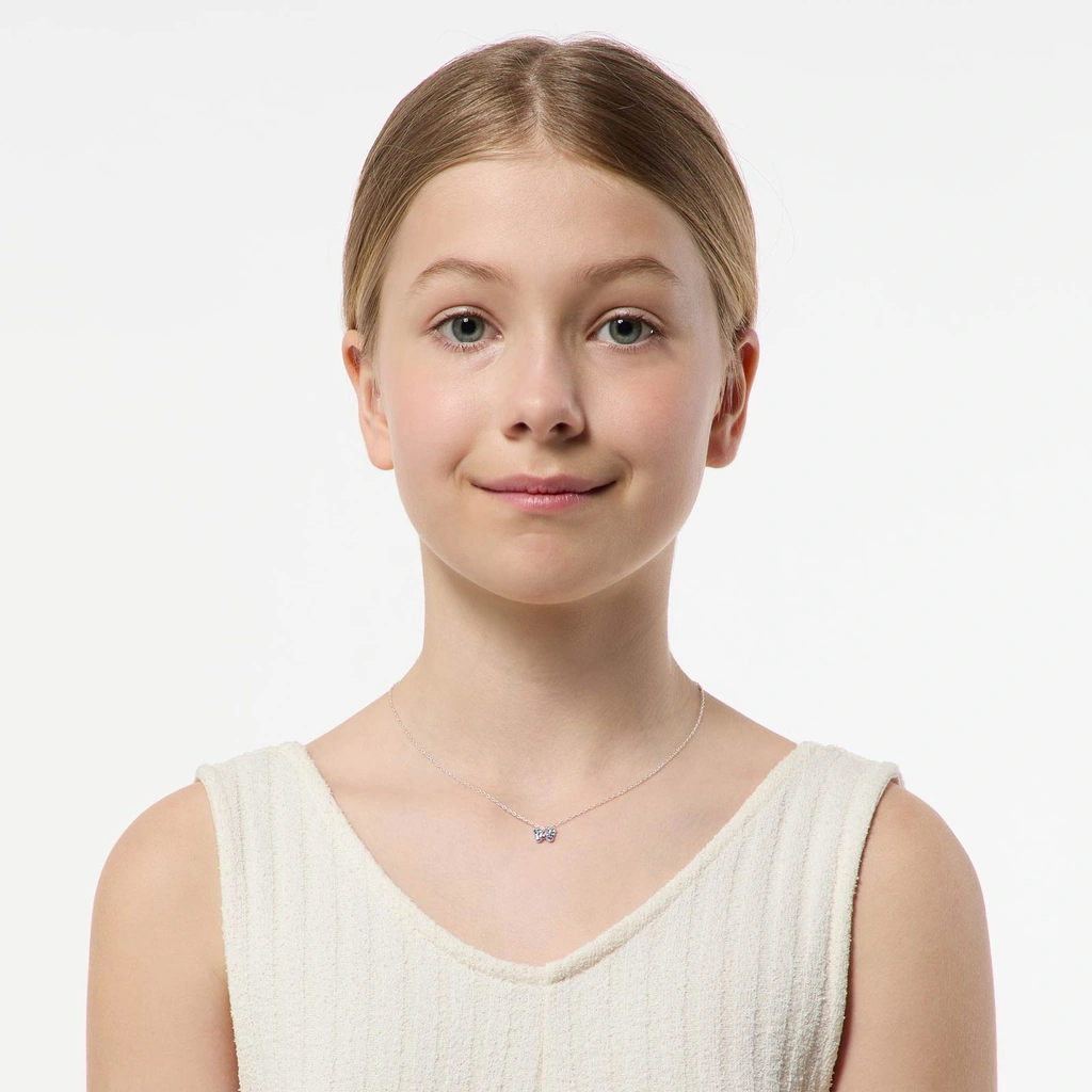 Silverhalsband för barn - fjäril, 36+3cm