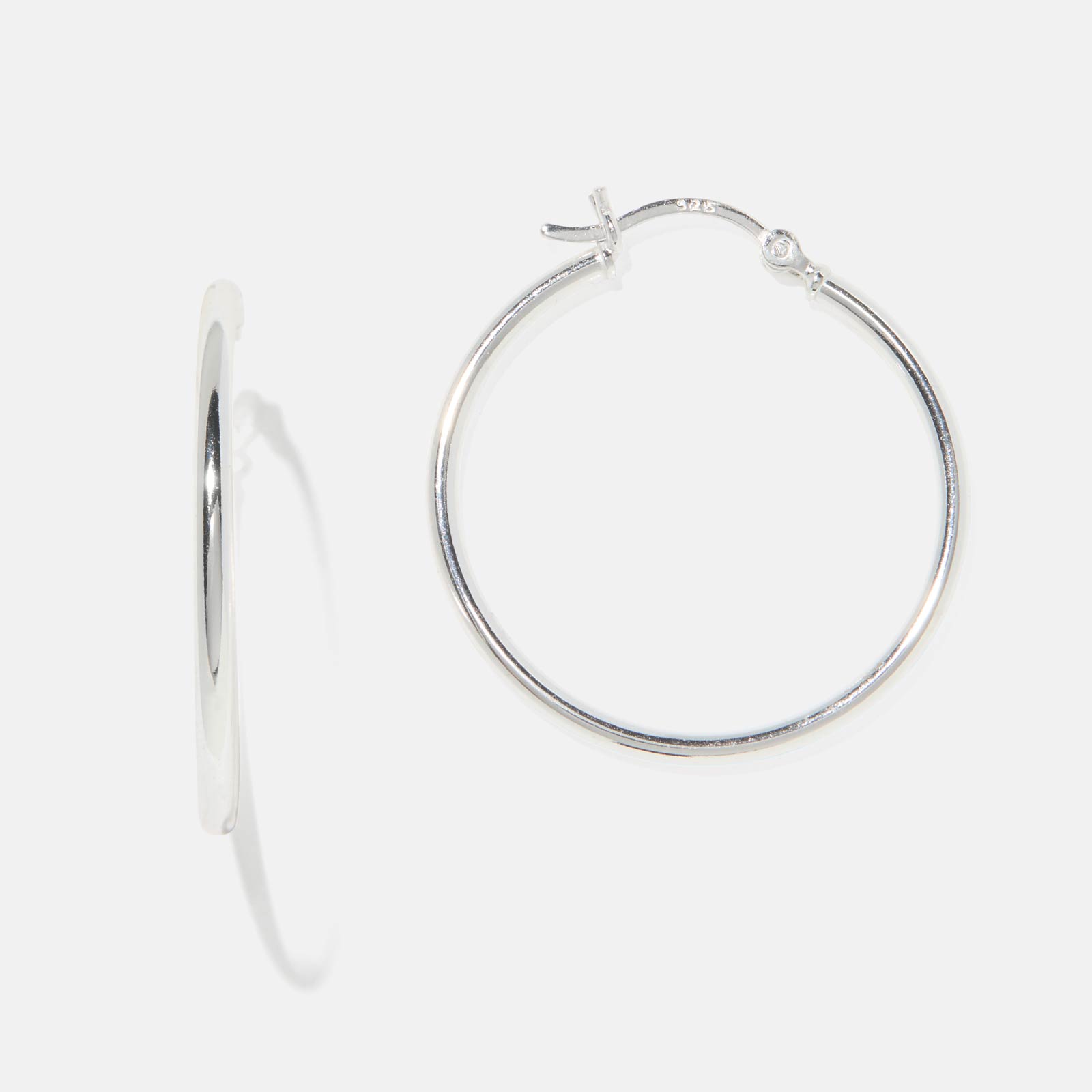 Örhängen i äkta silver - släta hoops 30 mm