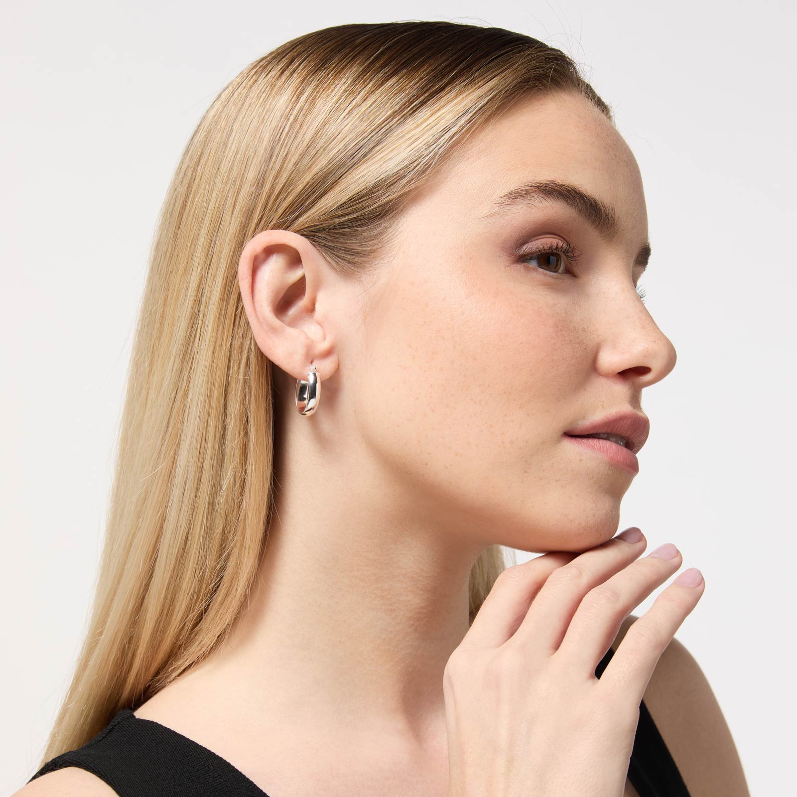 Örhängen i äkta silver, hoops - 15x17 mm