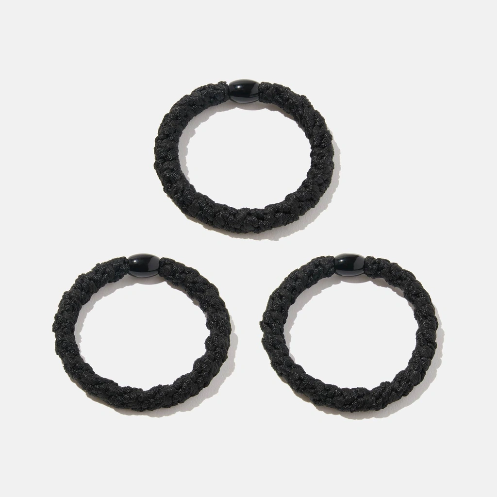 3-pack Flätade Hårsnoddar - Svart