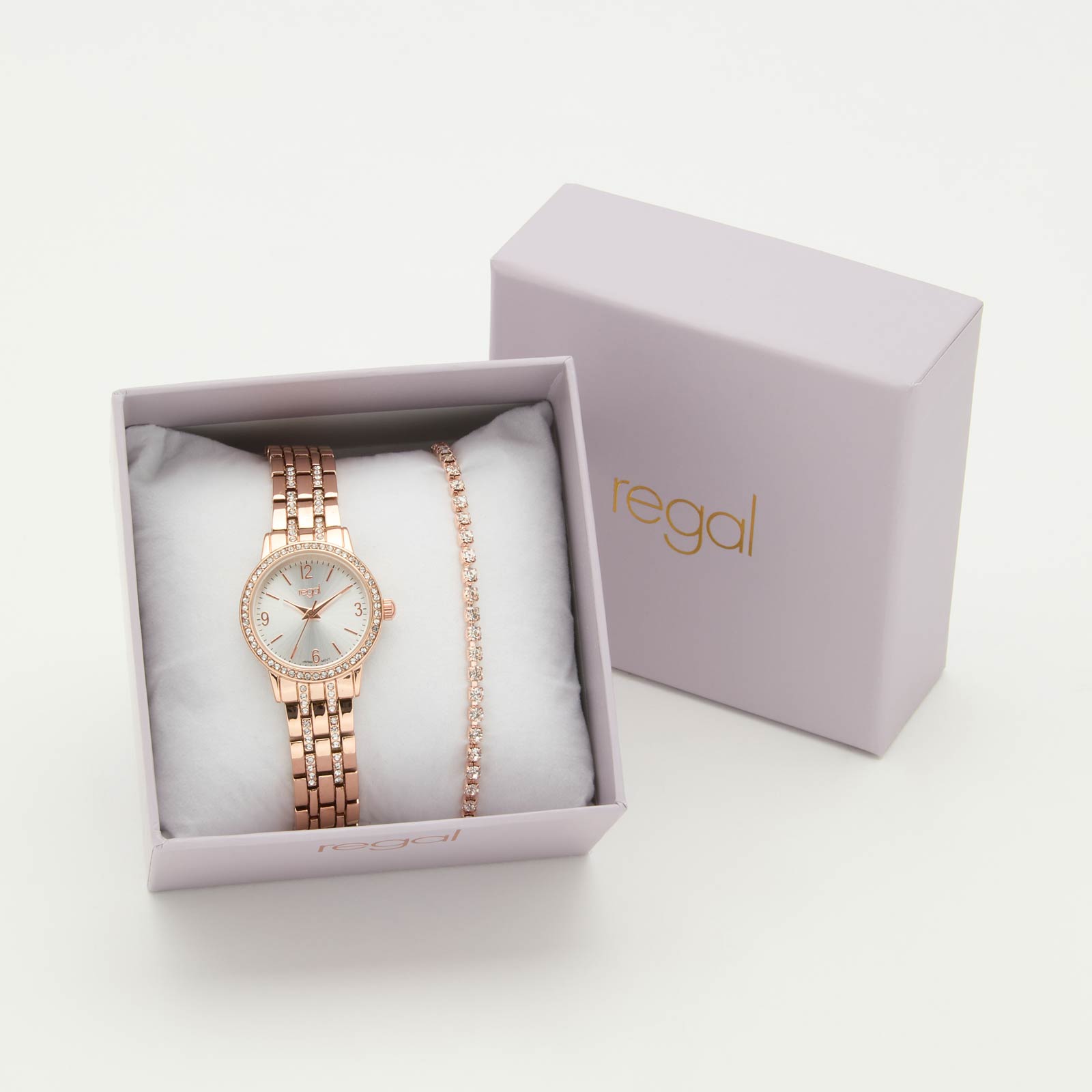 Regal klockset dam - metallband, rosegold, 26mm