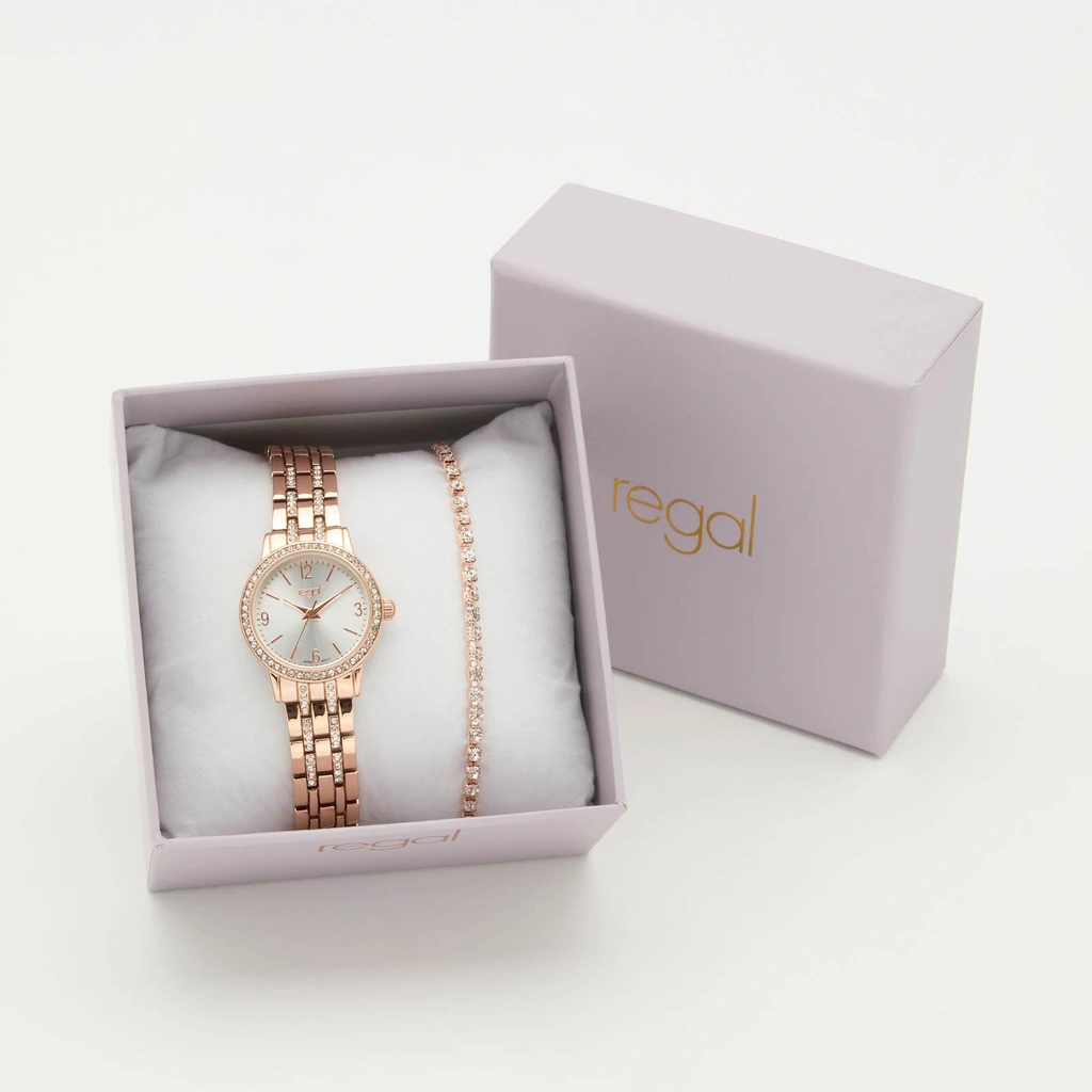 Regal klockset dam - metallband, rosegold, 26mm