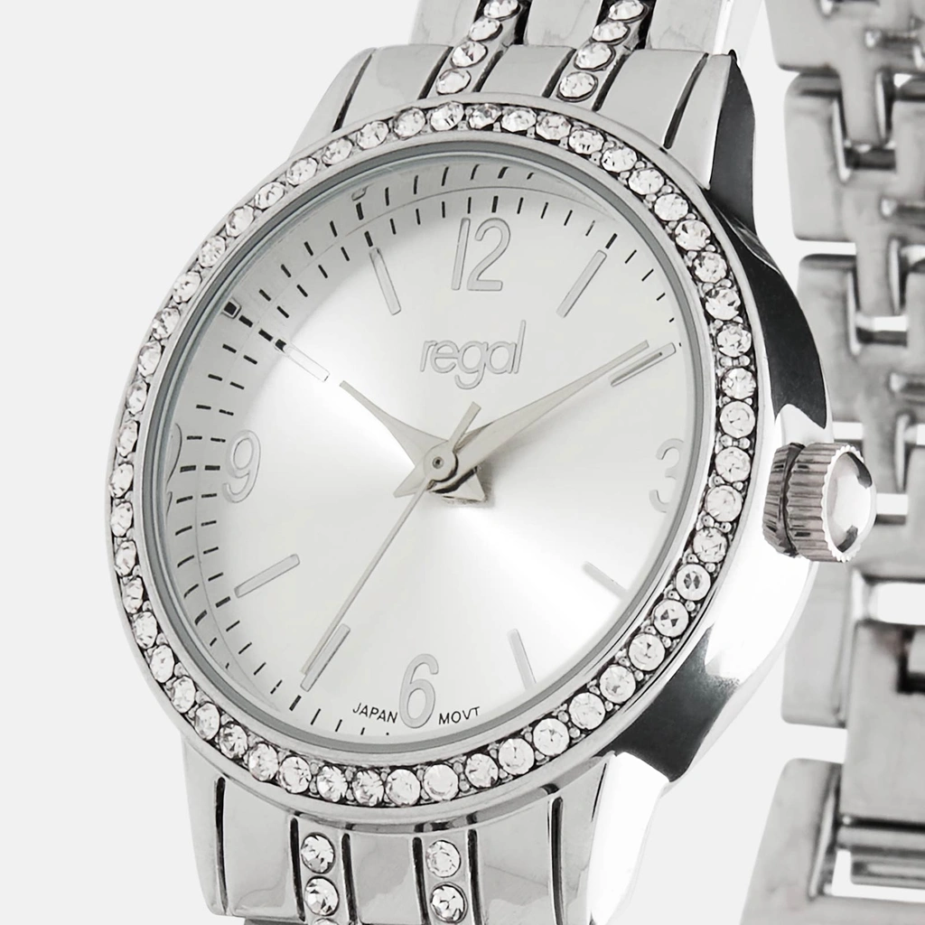 Regal klockset dam - metallband, silverton/vit, 26mm