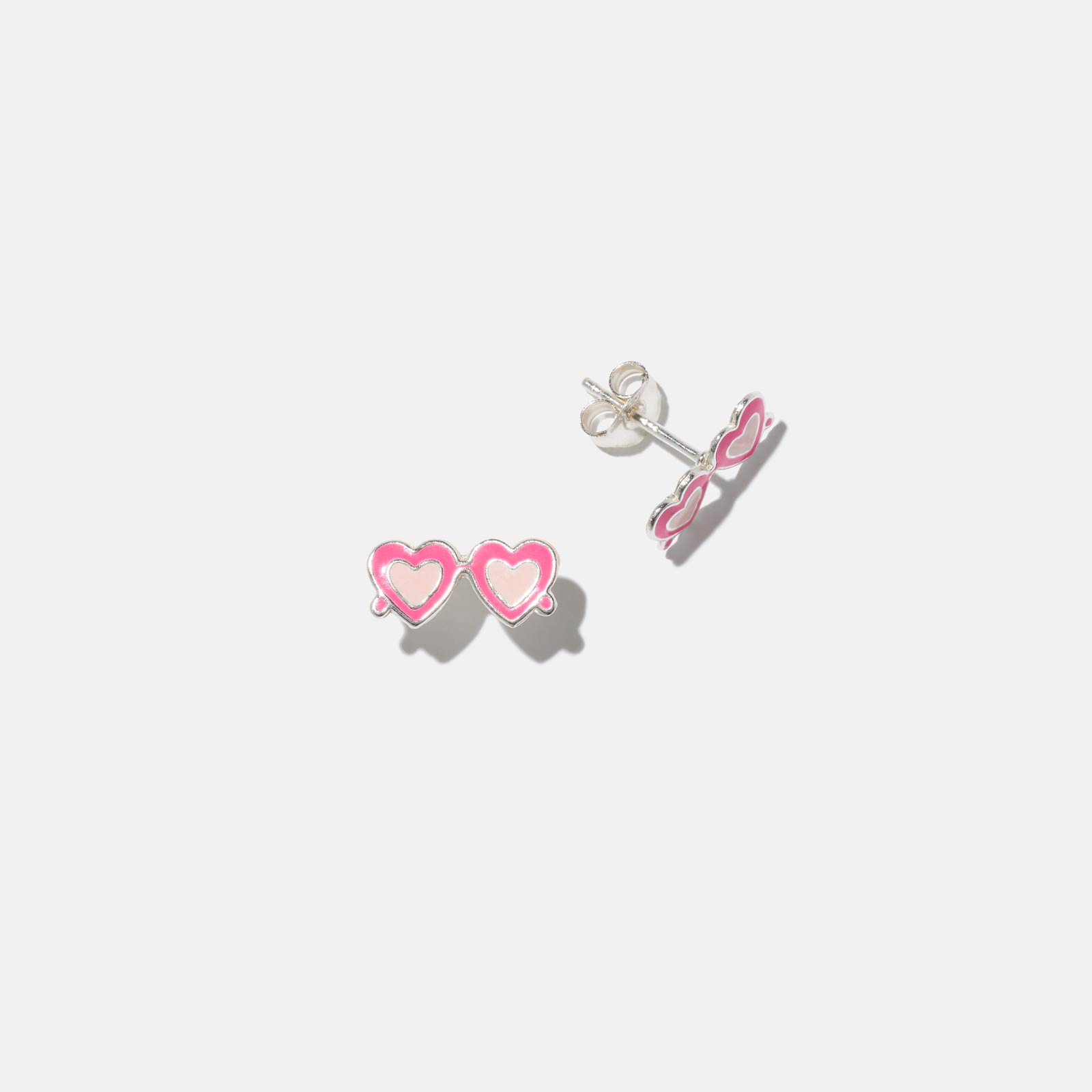 Silverörhängen för barn - rosa hjärtan