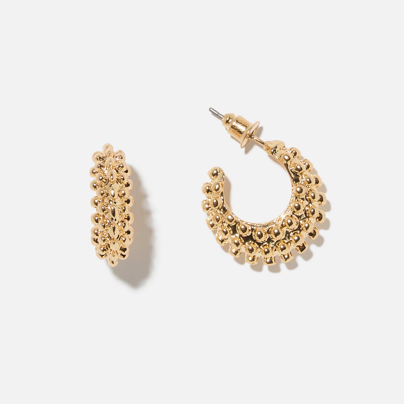 Guldfärgade örhängen - knottriga hoops, 10mm