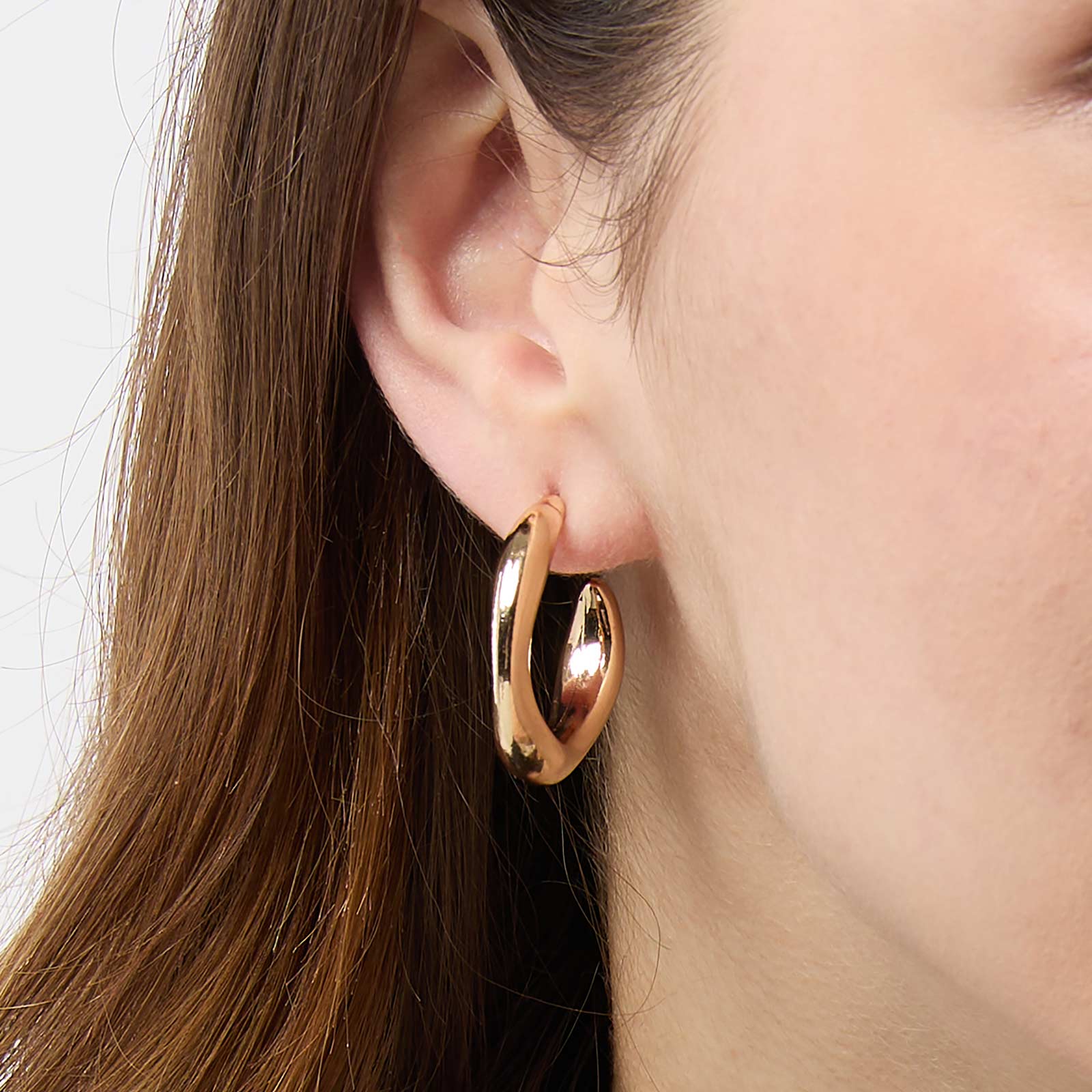 Guldfärgade örhängen -  släta hoops, 21mm