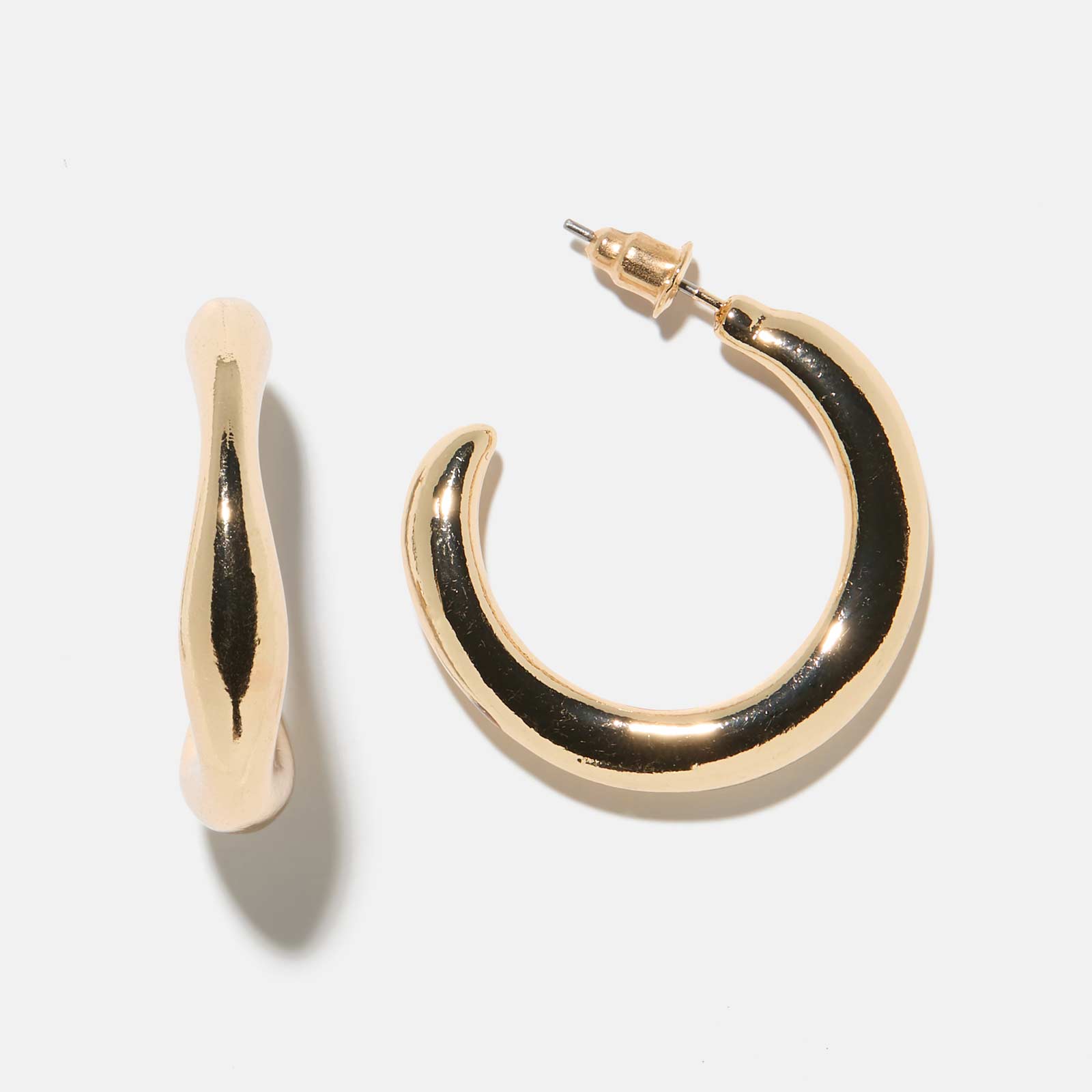 Guldfärgade örhängen -  släta hoops, 21mm