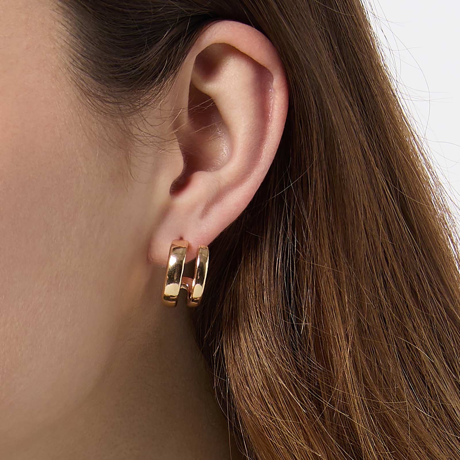 Guldfärgade örhängen - dubbla hoops