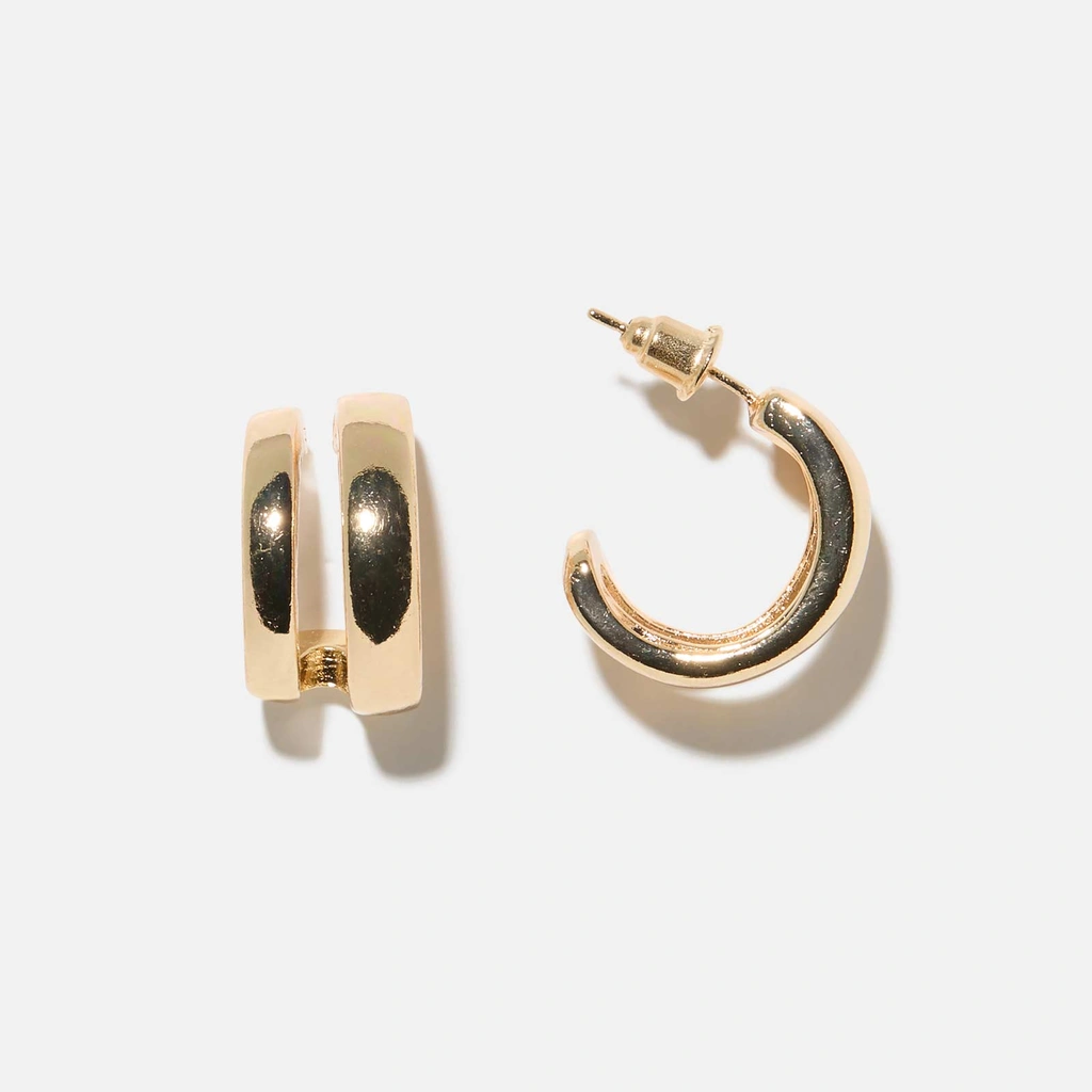 Guldfärgade örhängen - dubbla hoops