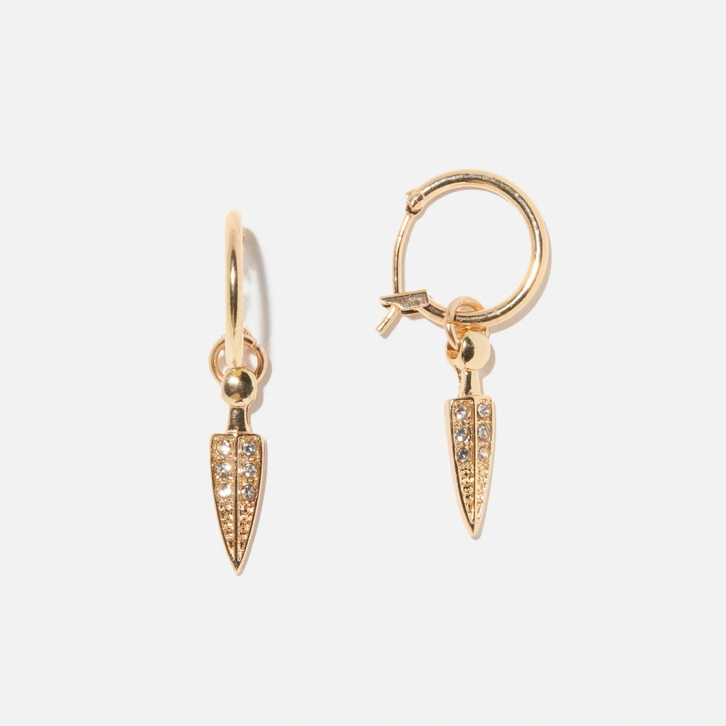 Guldfärgade örhängen - hoops med nitar, 11mm