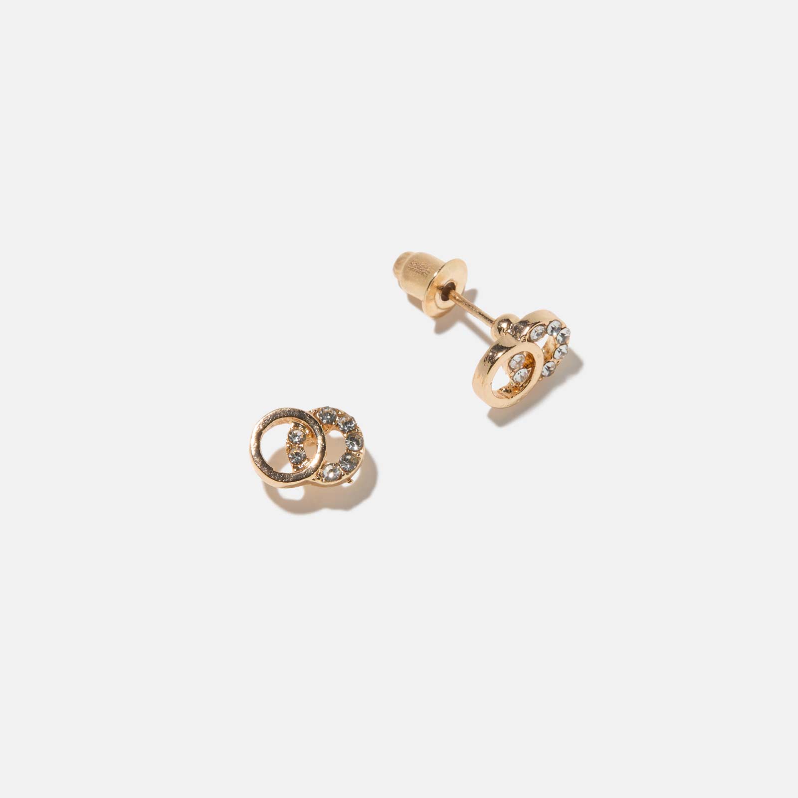 Guldfärgade örhängen - studs, dubbla ringar