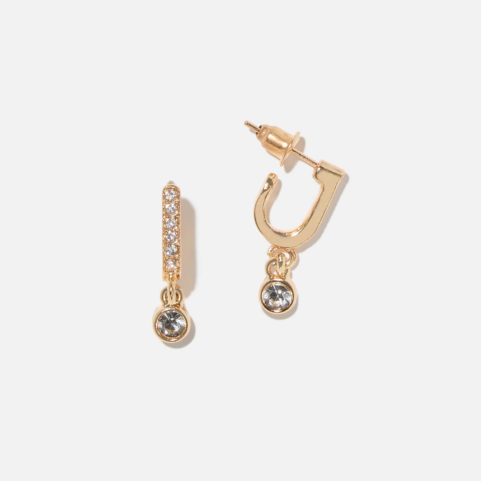 Guldfärgade örhängen - bågar med glasstenar