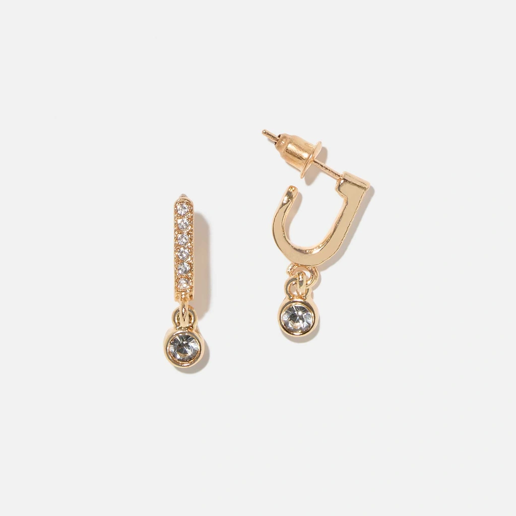 Guldfärgade örhängen - bågar med glasstenar