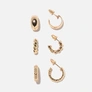 3-pack örhängen - guldfärgade hoops, 13mm